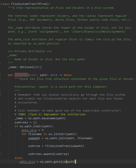 PYTHON: TREE: FileSystemTree(TMTree) I'm trying to | Chegg.com