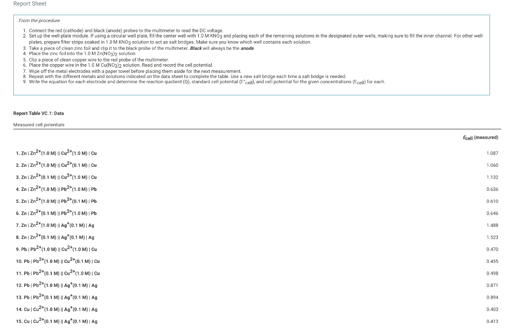 Report Sheet From the procedure 1. Connect the red