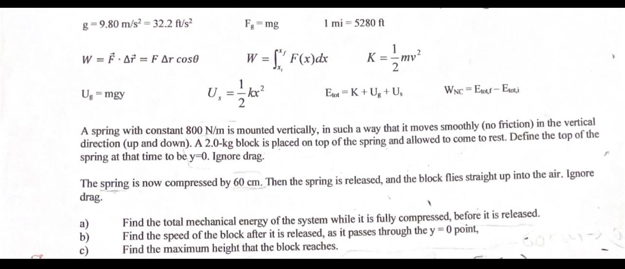 Solved g=9.80 m/s2=32.2ft/s2 | Chegg.com