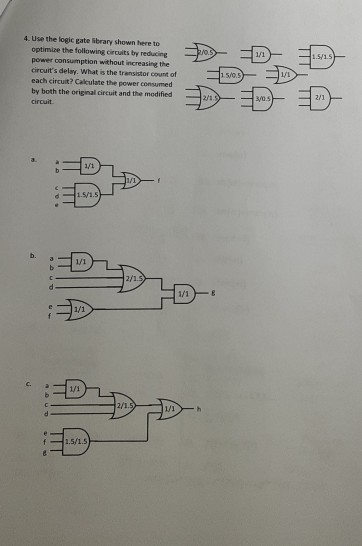 Solved 4. Use the logic gate library shown here to power | Chegg.com