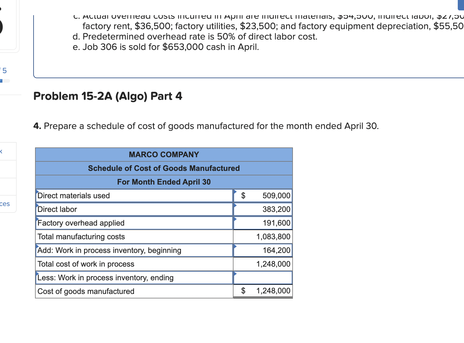 Solved a. Raw Materials Inventory has a March 31 balance of 