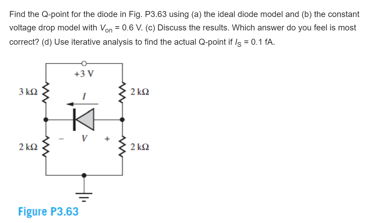 Find the Qpoint for the diode in Fig. P3.63 using