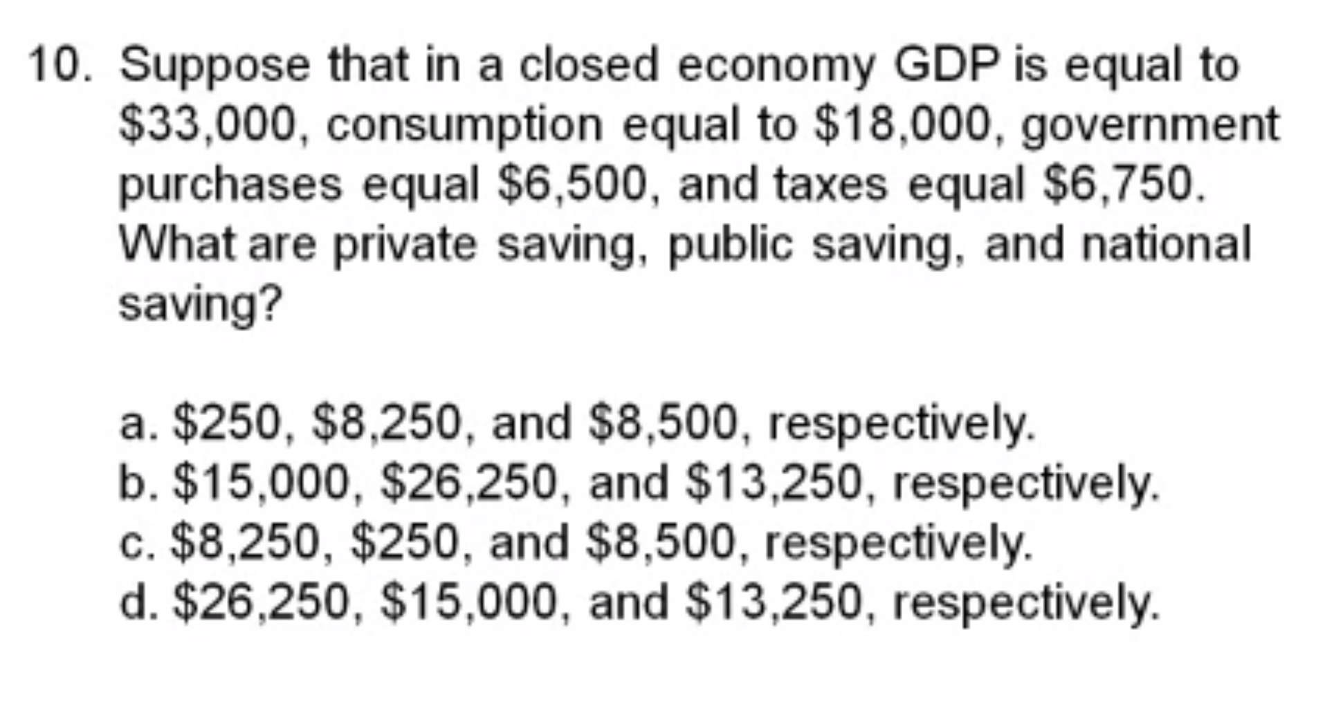 Solved 10. Suppose that in a closed economy GDP is equal to | Chegg.com