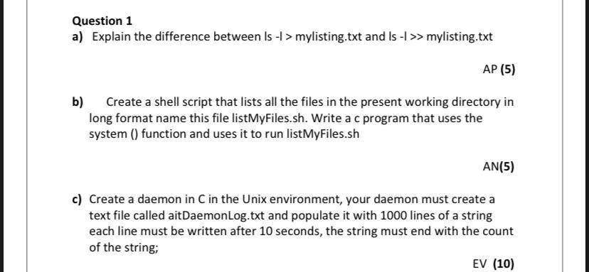 Solved Question 1 A Explain The Difference Between Ls 1 Chegg Com