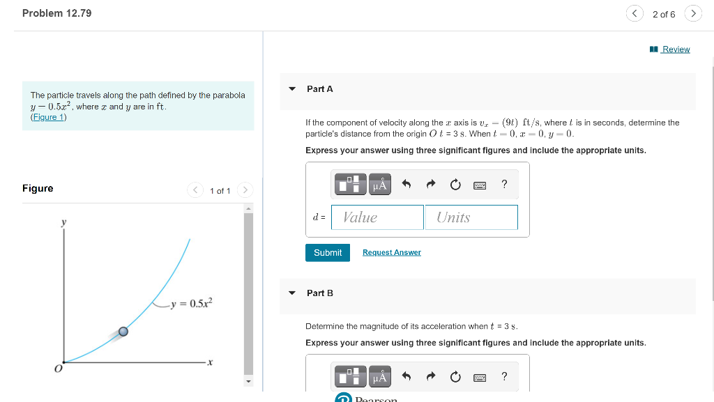 Solved Problem 12.79 2 of 6 Review Part A The particle | Chegg.com