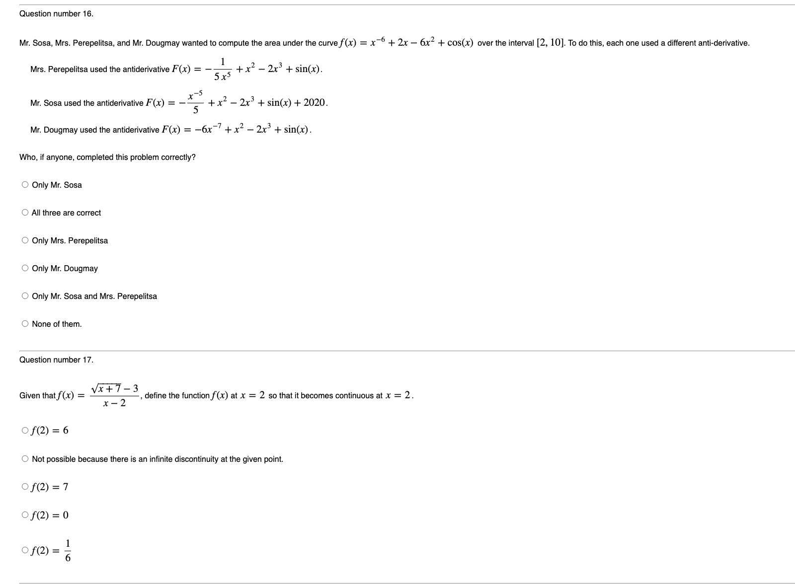 Solved 16 ﻿and 17 ﻿please 