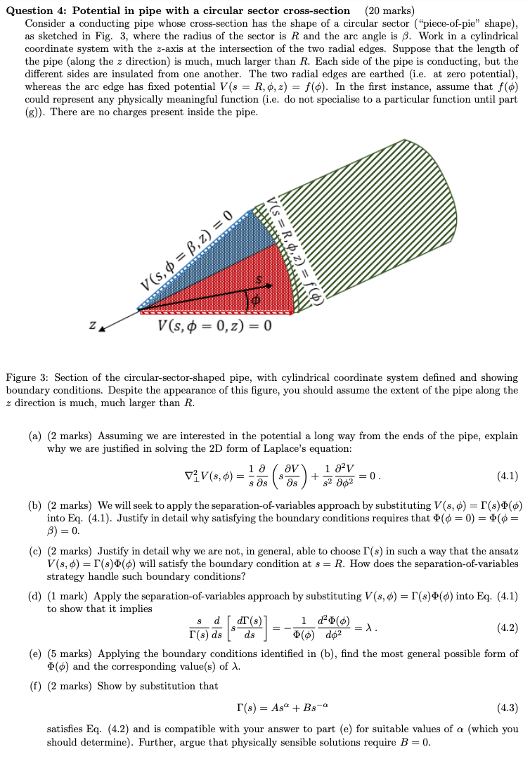 Solved Question 4 Potential In Pipe With A Circular Sect Chegg Com