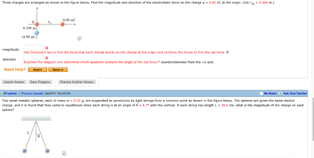 Solved Three Charges Are Arranged As Shown In The Figure Chegg Com