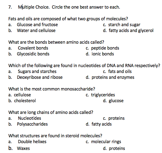 Solved 7. Multiple Choice. Circle the one best answer to | Chegg.com