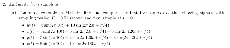Solved 2. Ambiguity from sampling (a) Computed example in | Chegg.com