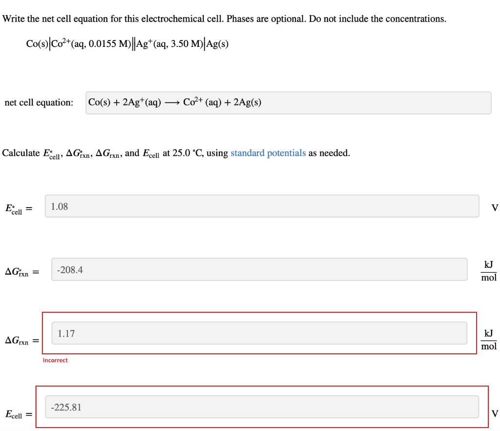 Solved Write the net cell equation for this electrochemical | Chegg.com