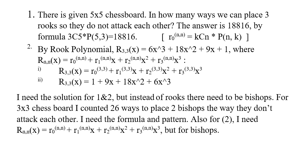 combinatorics - How to come up with this recurrence relation for putting p  rooks in a m×n chessboard? - Mathematics Stack Exchange