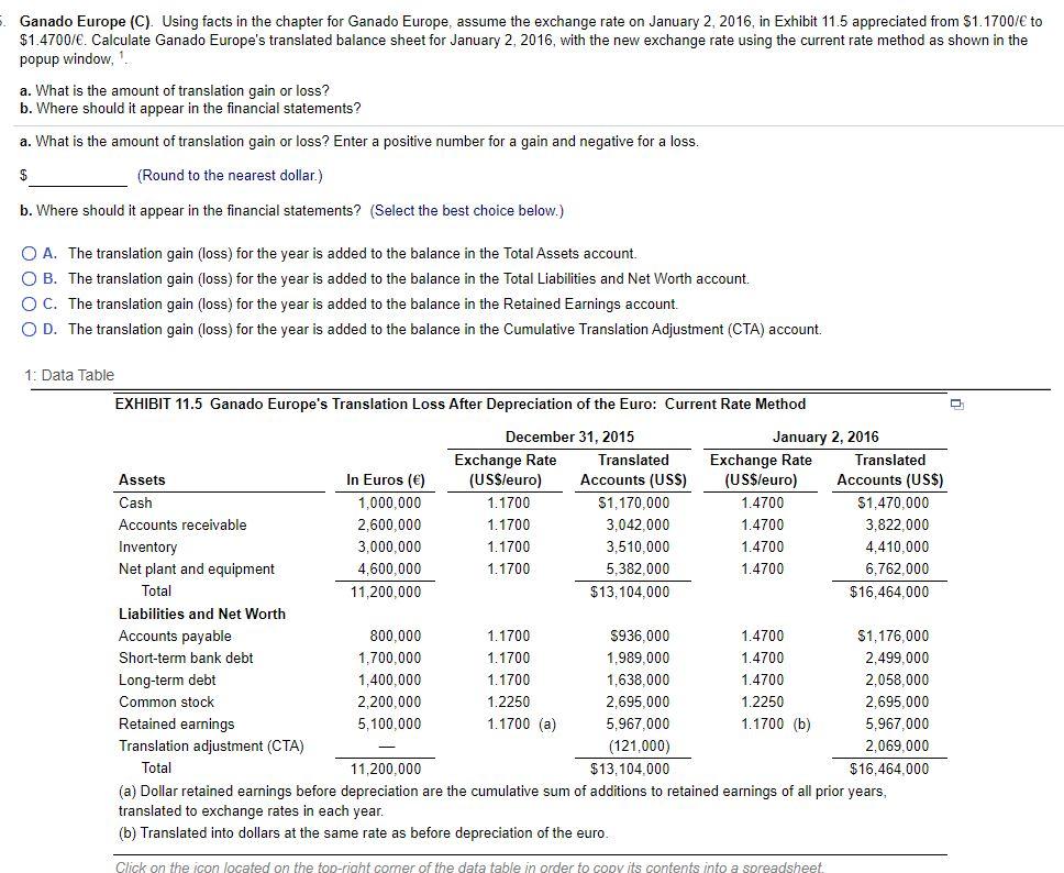 Solved Ganado Europe (C). Using facts in the chapter for