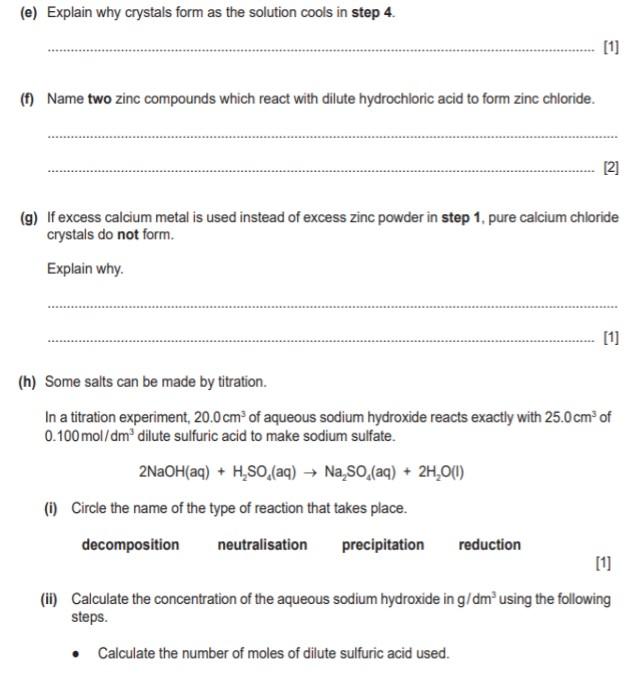 Solved 4 A student wanted to make some zinc chloride