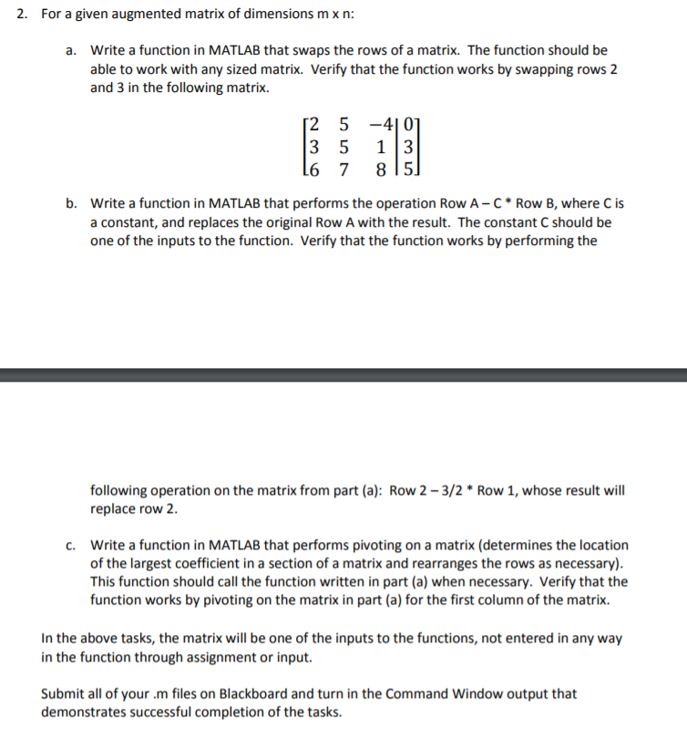 Solved 2. For a given augmented matrix of dimensions m x n: | Chegg.com