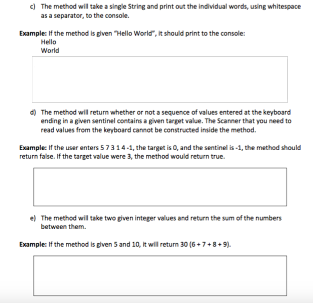 Solved Java questions: Write the signature for a method that | Chegg.com