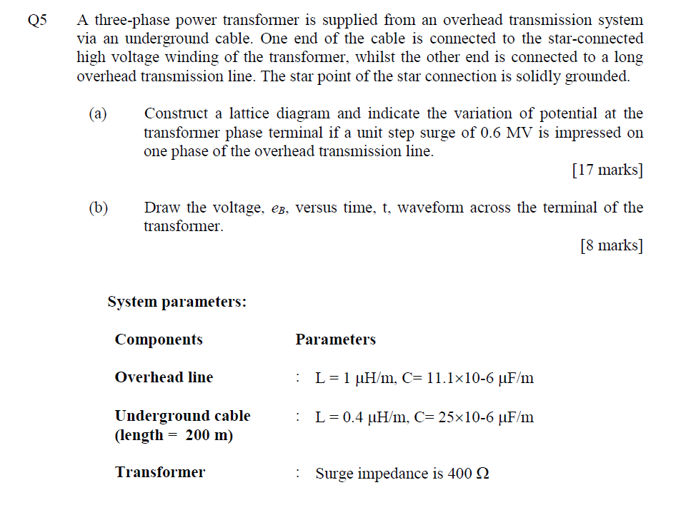 Solved Q5 A three-phase power transformer is supplied from | Chegg.com