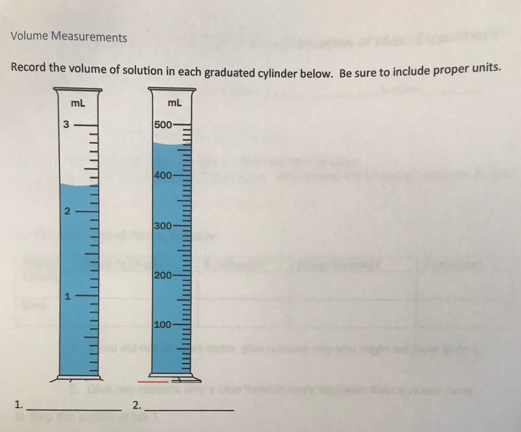 Solved Volume Measurements Record The Volume Of Solution Chegg Com