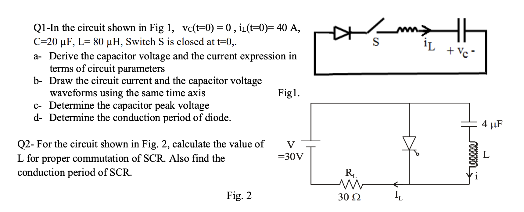 Solved Q1-In the circuit shown in Fig 1,vcC(t=0)=0, i | Chegg.com