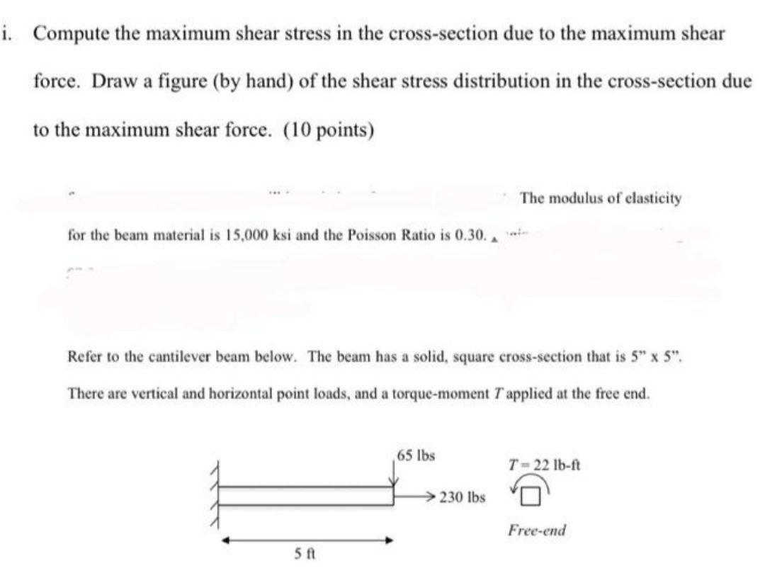Solved i. Compute the maximum shear stress in the | Chegg.com