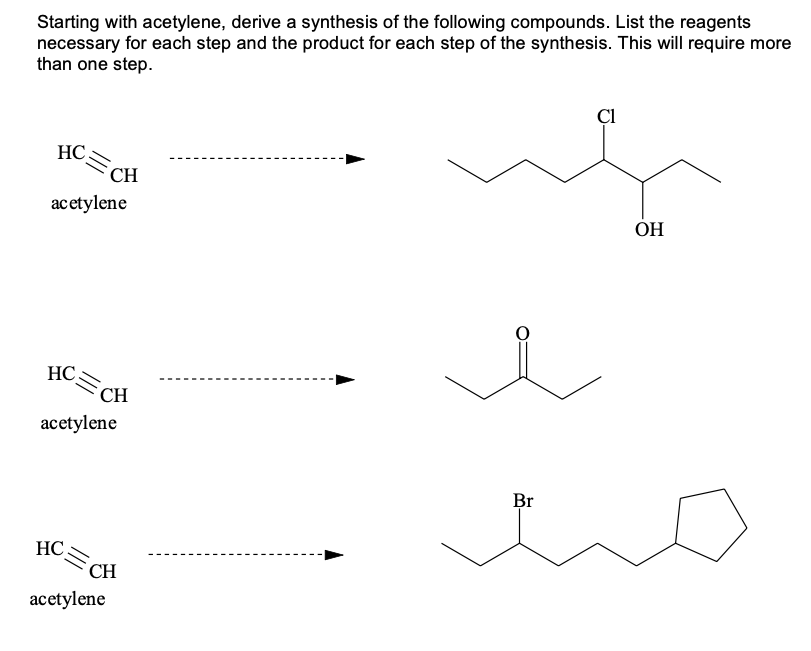 Solved Starting with acetylene, derive a synthesis of the | Chegg.com