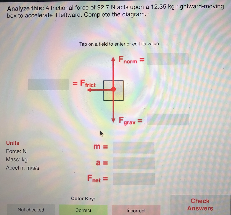 solved-a-frictional-force-of-92-7-n-acts-upon-a-12-35kg-chegg