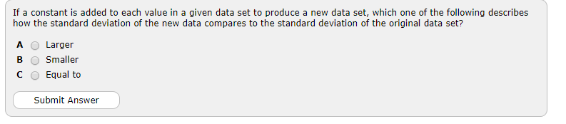 Solved If a constant is added to each value in a given data | Chegg.com