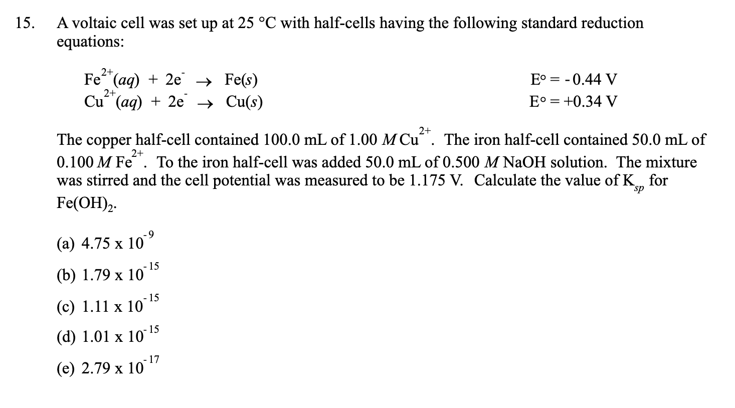 Solved A voltaic cell was set up at 25∘C with halfcells