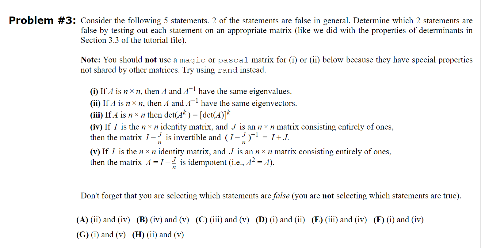 Solved Problem #3: Consider the following 5 statements. 2 | Chegg.com