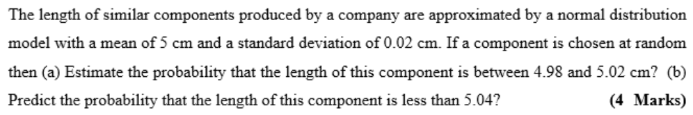 Solved The length of similar components produced by a | Chegg.com
