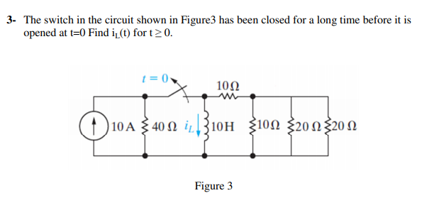 Solved 3- The switch in the circuit shown in Figure 3 has | Chegg.com