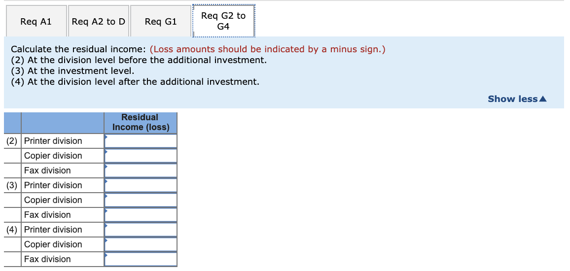 Solved Req A1 Req To D Req G1 Req G2 To G4 Calculate T Chegg Com