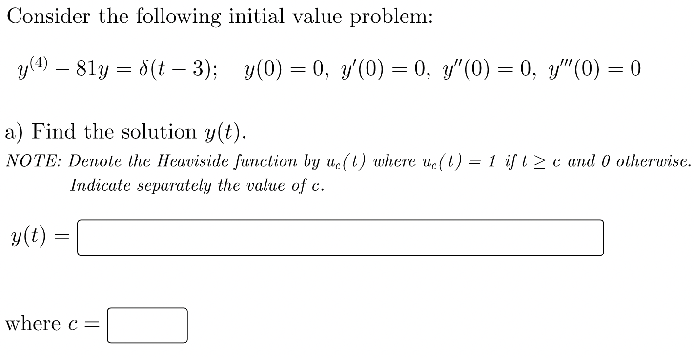 Solved Consider The Following Initial Value Problem: | Chegg.com