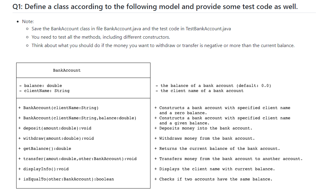 Solved Q1: Define A Class According To The Following Model | Chegg.com