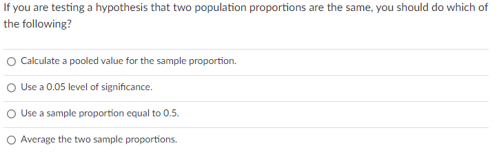 Solved If you are testing a hypothesis that two population | Chegg.com