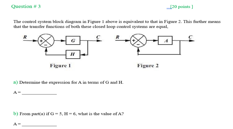 Solved The control system block diagram in Figure 1 above is