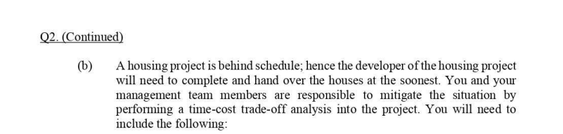 Solved Q2. (Continued) (b) A Housing Project Is Behind | Chegg.com