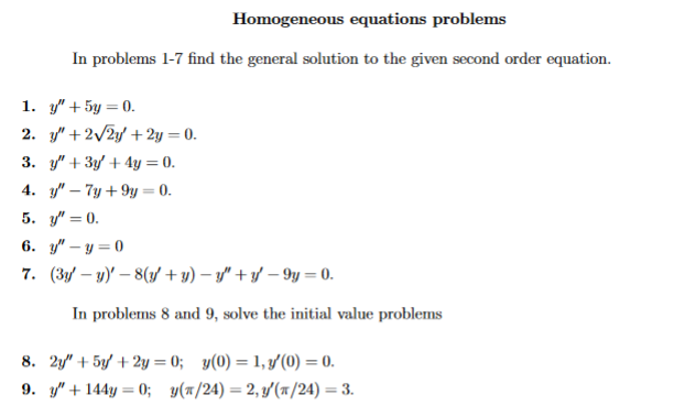 Homogeneous Problems Solved Homogeneous equations problems In problems 1-7 find | Chegg.com