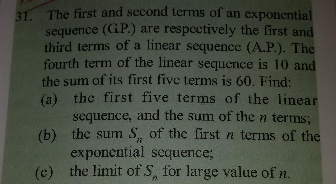 Solved 31. The first and second terms of an exponential | Chegg.com