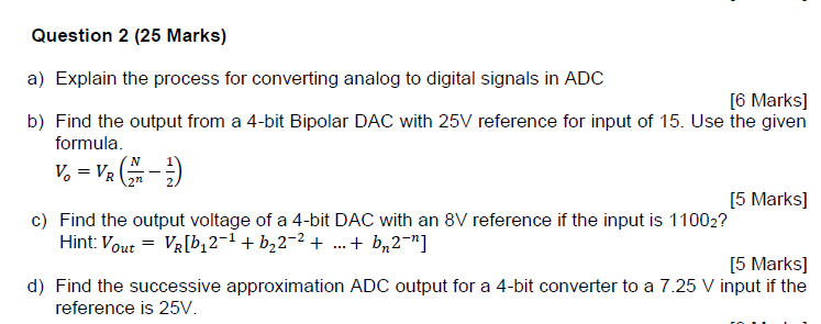 Solved A) Explain The Process For Converting Analog To | Chegg.com