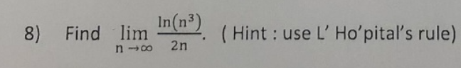 Solved 2) Σ= n+1 3n Use the Root test. (-1) n 3) Σ = 0 (2n | Chegg.com