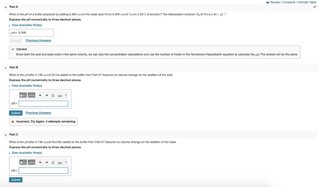 Solved Review Constants Periodic Table Part A What is the pH | Chegg.com