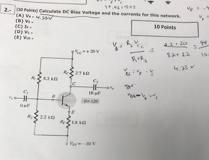Solved 2.- (10 Points) calculate DC Bias Voltage and the | Chegg.com