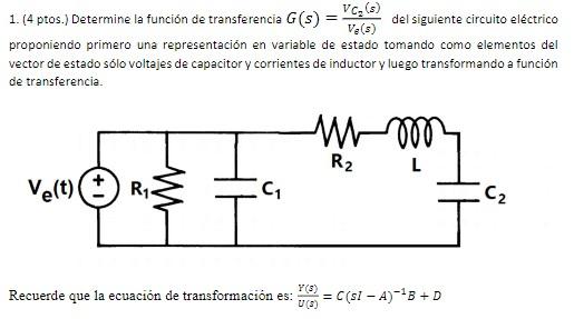 Solved Determine the transfer function 𝐺 (𝑠) = c2 (s) / ve | Chegg.com