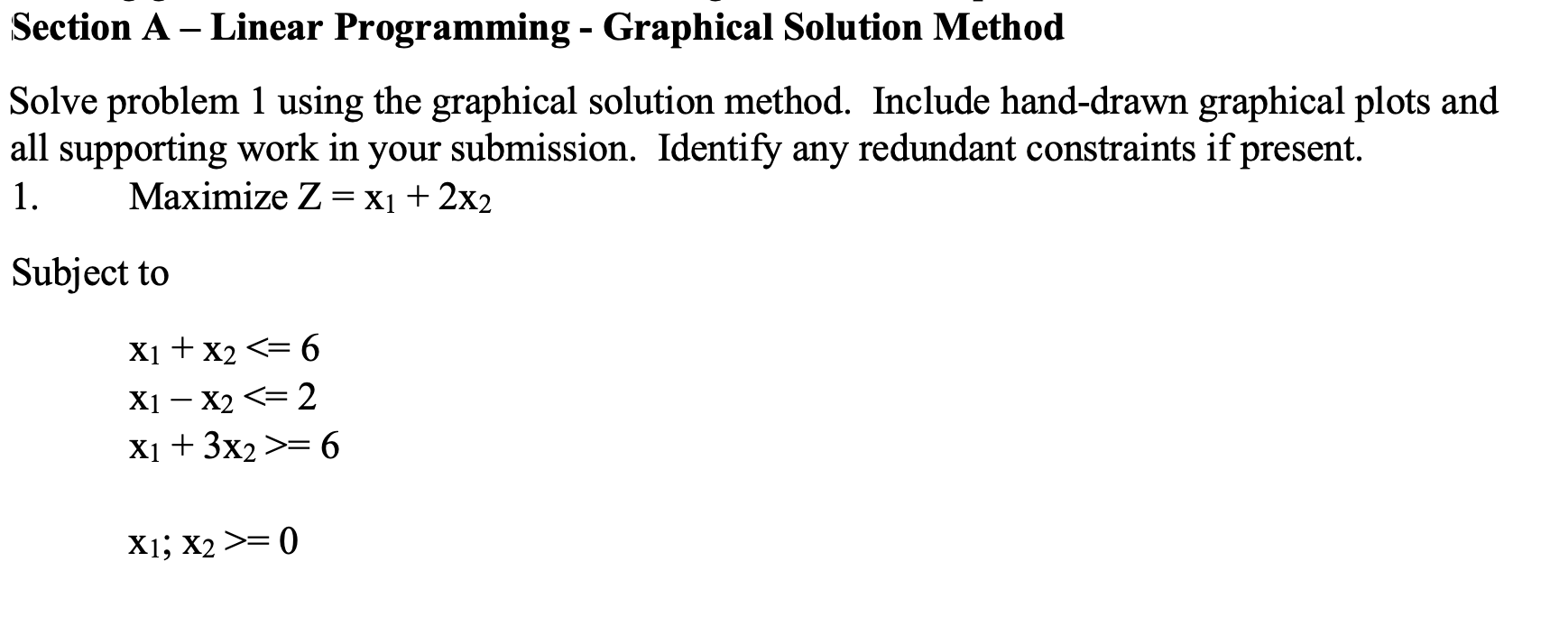 Solved Section A-Linear Programming - Graphical Solution | Chegg.com