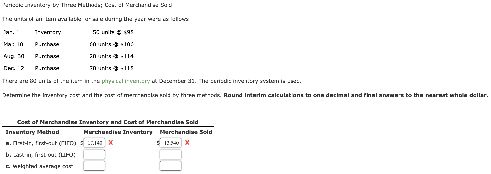 Solved Periodic Inventory by Three Methods; Cost of | Chegg.com