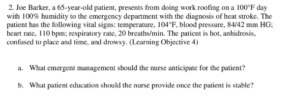 Case Study, Chapter 72, Emergency Nursing 1. A | Chegg.com