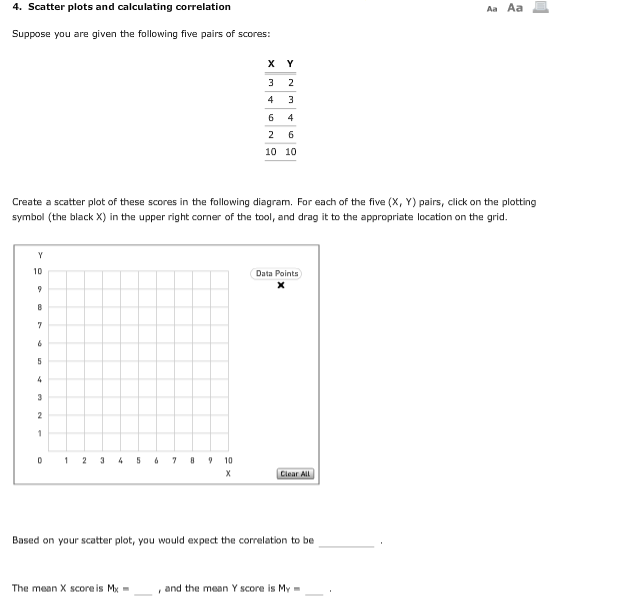 Solved 4. Scatter plots and calculating correlation Aa Aa | Chegg.com