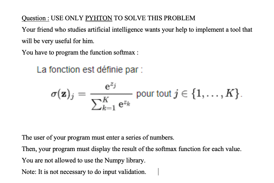Solved Question: USE ONLY PYHTON TO SOLVE THIS PROBLEM Your | Chegg.com