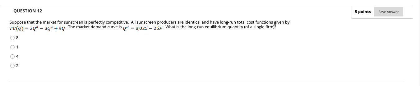 Solved QUESTION 12 5 points Save Answer Suppose that the | Chegg.com